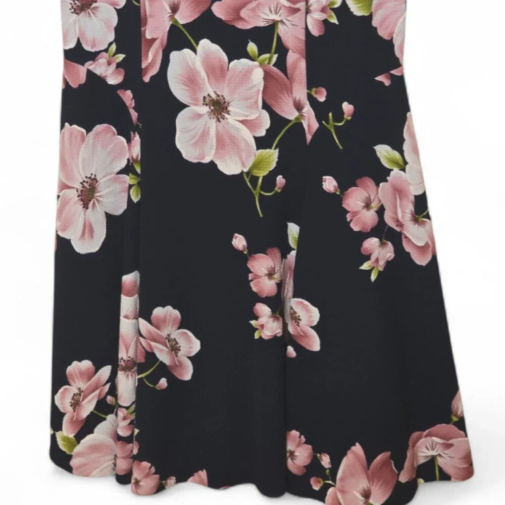 Jessica Howard Floral Dress Size 14 Black Pink Fit Flare Wedding Guest Cocktail